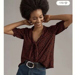nwt REFORMATION x ANTHROPOLOGIE sz S Joelle Top w lips print
